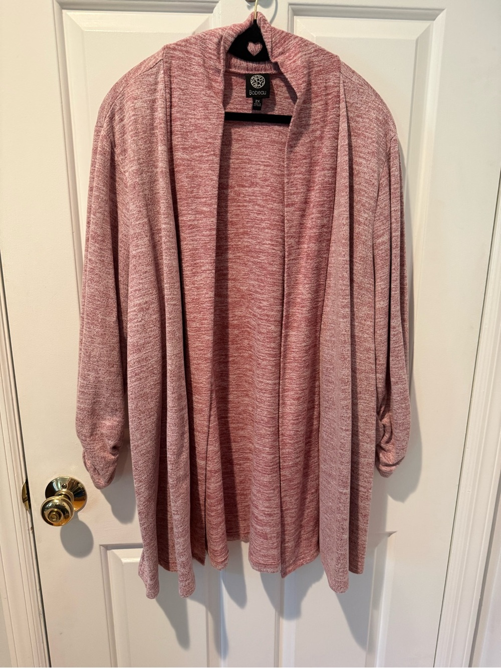 Bobeau Dusty Rose Heathered Open Front Cardigan 2X